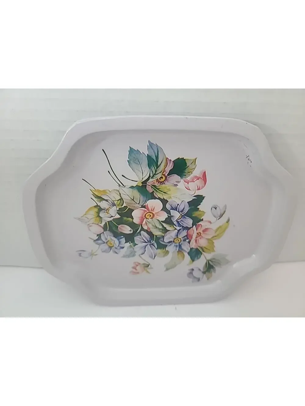 Floral Enamelware Vintage Mini Metal Tray Farmhouse Country Rustic Boho 7.5 Inch